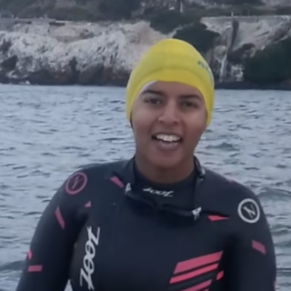 Monica in a wetsuit